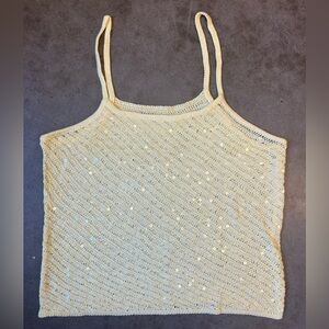 Elegant Cream Sequin Women's Top